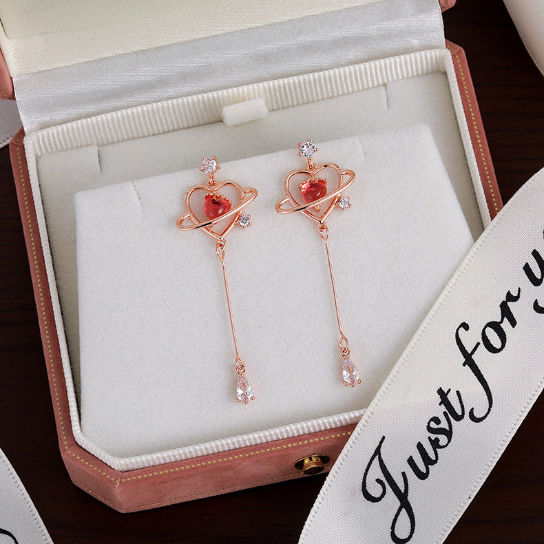 Women's Flower Sier Pin Elegant Long Fringed Earrings