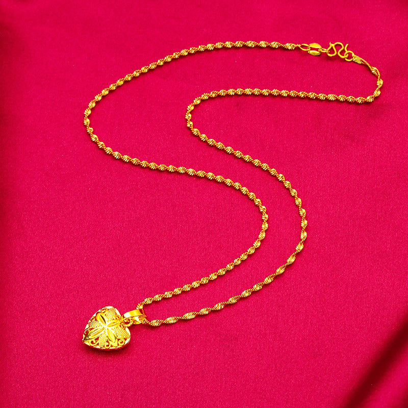 Women's Placer Gold Sand Love Water Ripple Fashion Necklaces