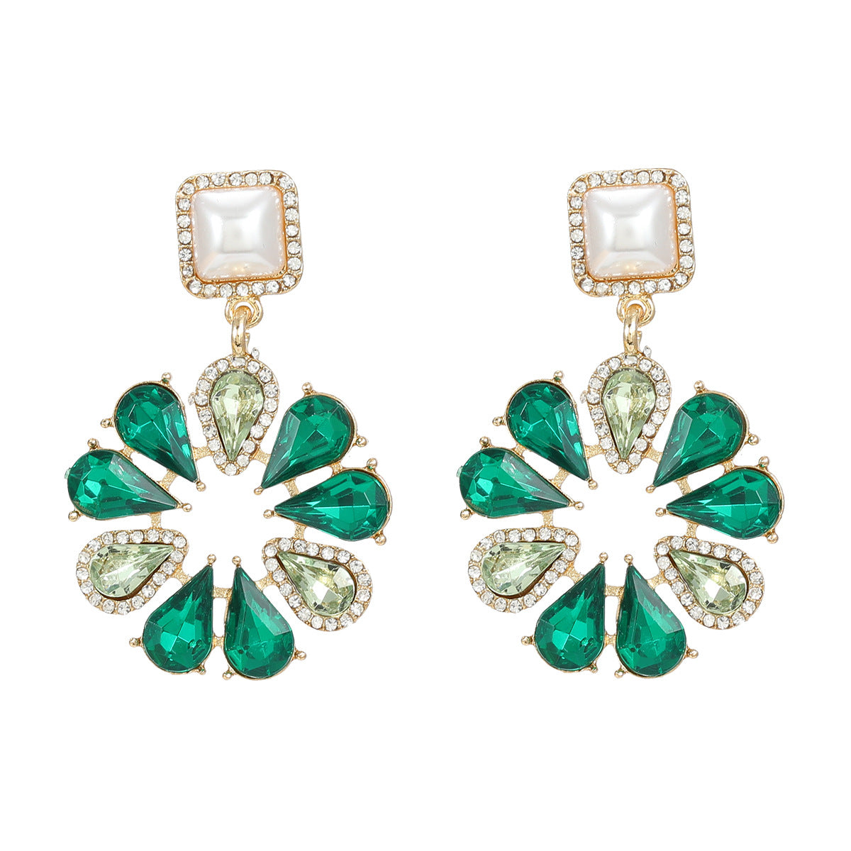 Women's Stylish Colored Diamond Round Alloy Full Earrings