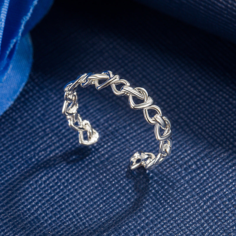 Women's Open Love Heart-shaped Interwoven Fresh Jewelry Rings