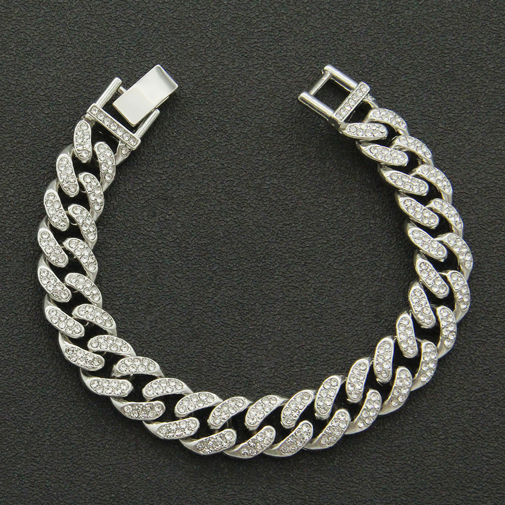 Colliers de chaîne à maillons cubains pleins de diamants Hip Hop pour hommes
