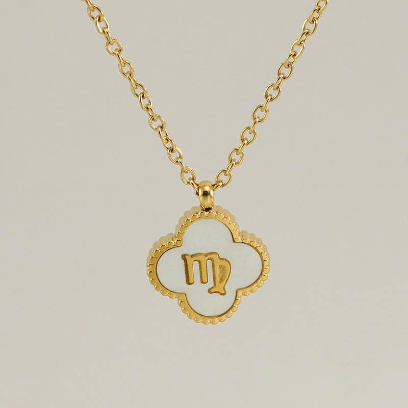 Colliers inoxydables de Constellation de coquille de trèfle en acier titane