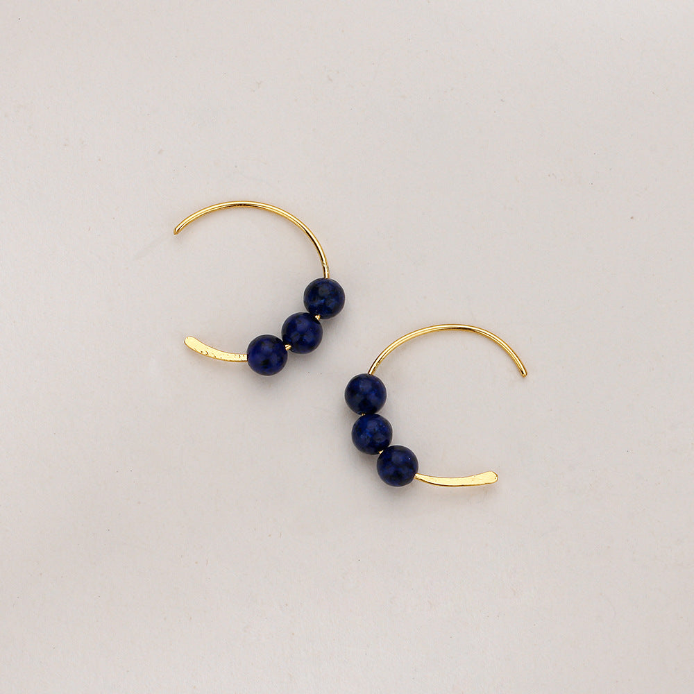 Nationaler Stil, einfache Bohnen-Glücksperlen-Ohrringe, kleine Retro-Ohrringe