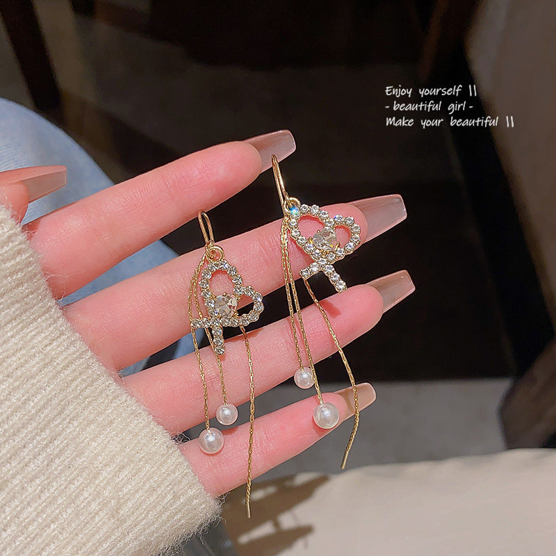 Heart Female Sier Needle Light Luxury Minority Earrings