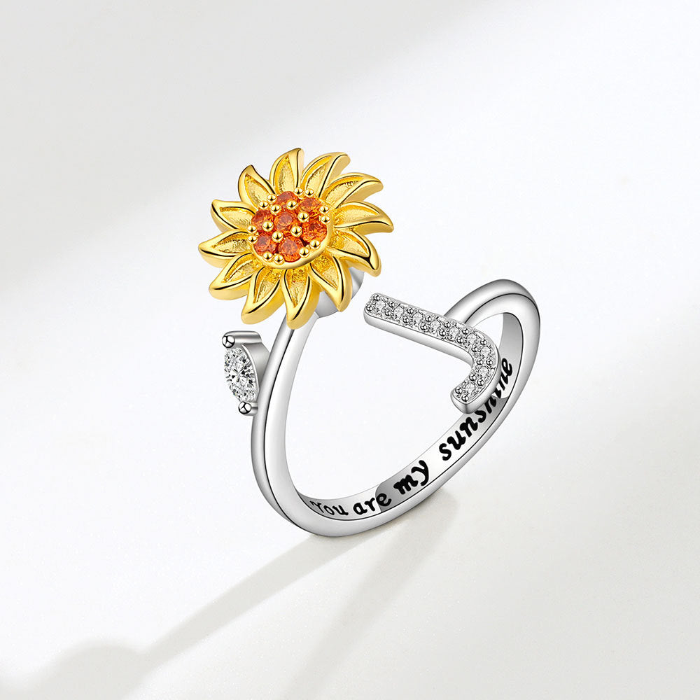 Sunflower Spinning Adjustable Letter Rotating Decompression Rings