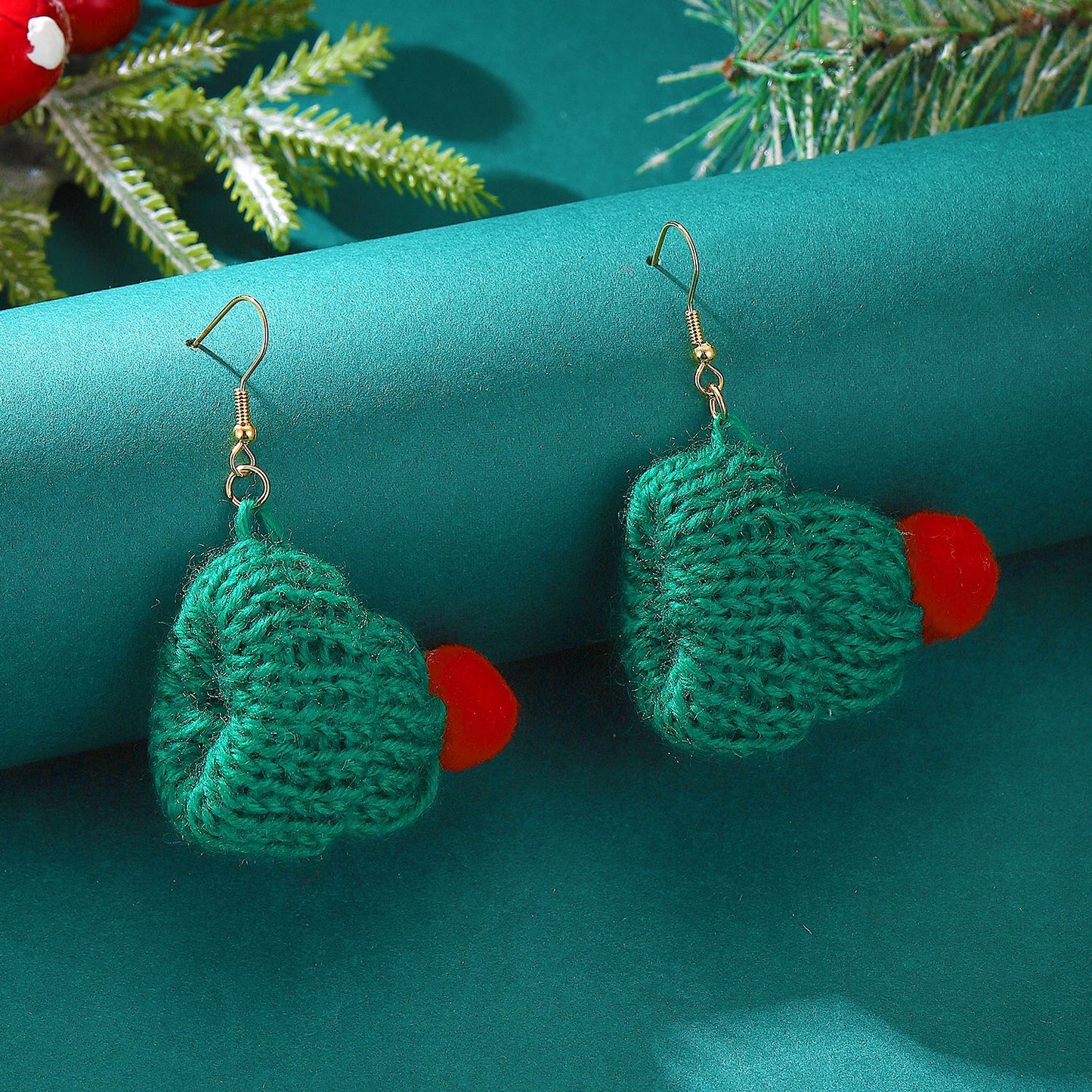Christmas Style Knitted Wool Hat Scarf Earrings