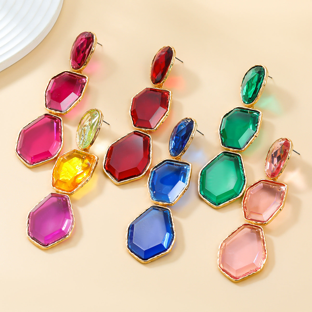 Women's Trendy Geometric Alloy Resin Bohemian Party Earrings