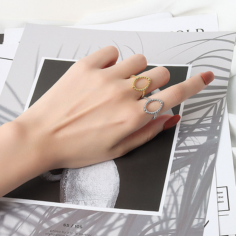 Fashion Hollow Oval Beans Female Tide Rings