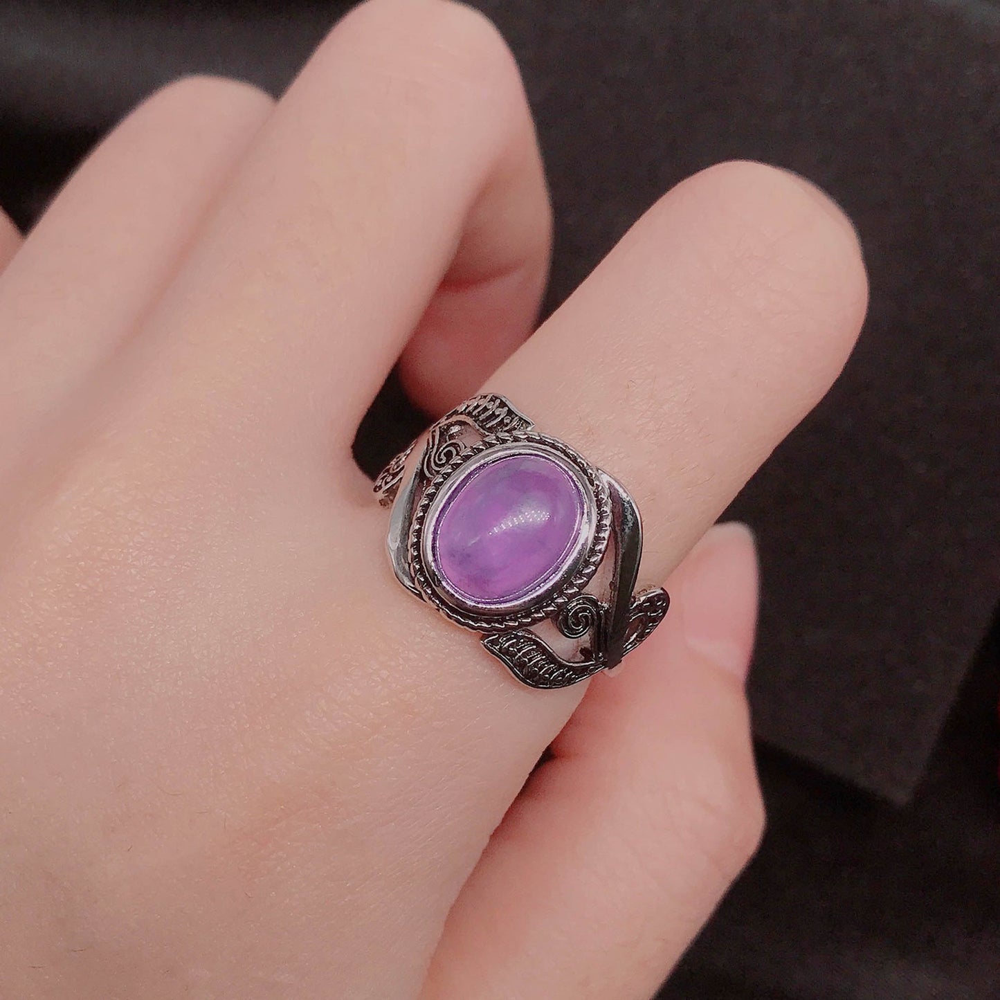 Synthetischer Amethyst Vintage Thai Silber Diamantringe