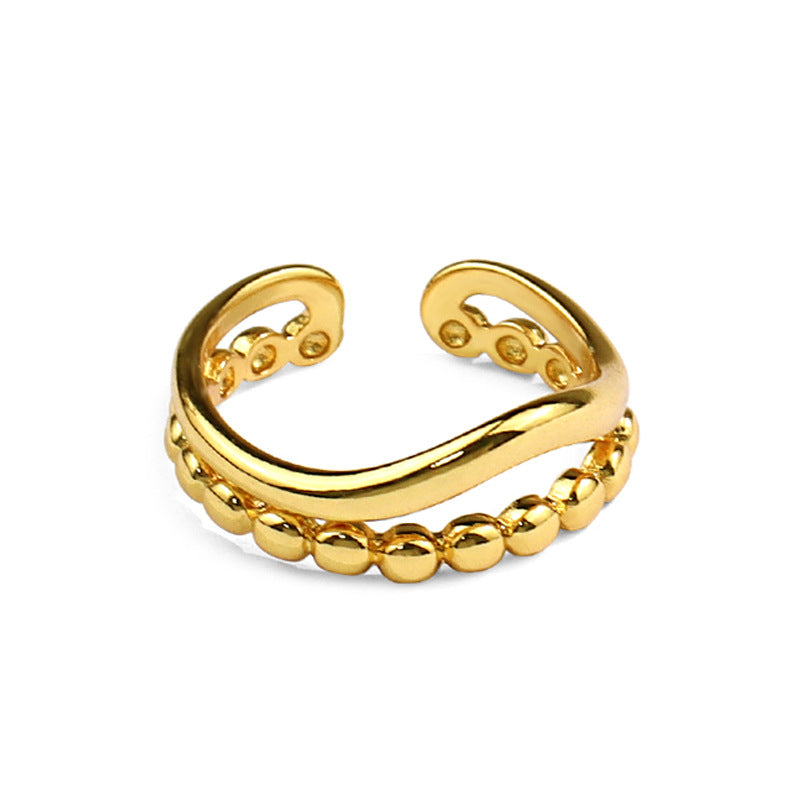 Damen-Stil, schlicht, trendig, Nischendesign, ausgehöhlte goldene Indexringe
