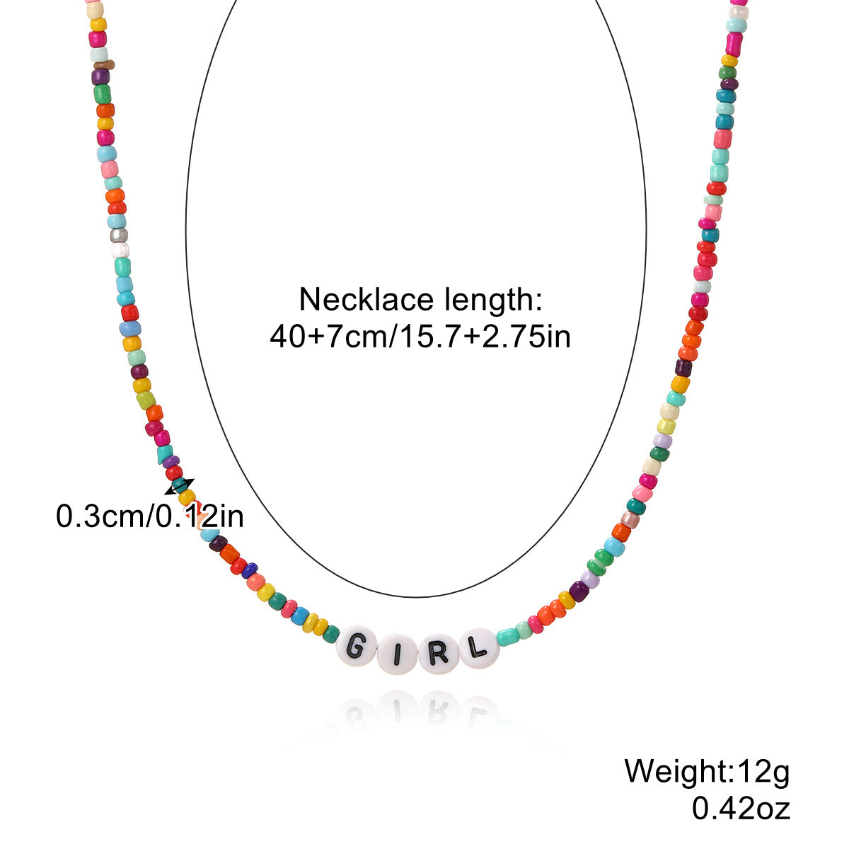 Colliers de perles de couleur exquises avec lettres d'ornement d'été