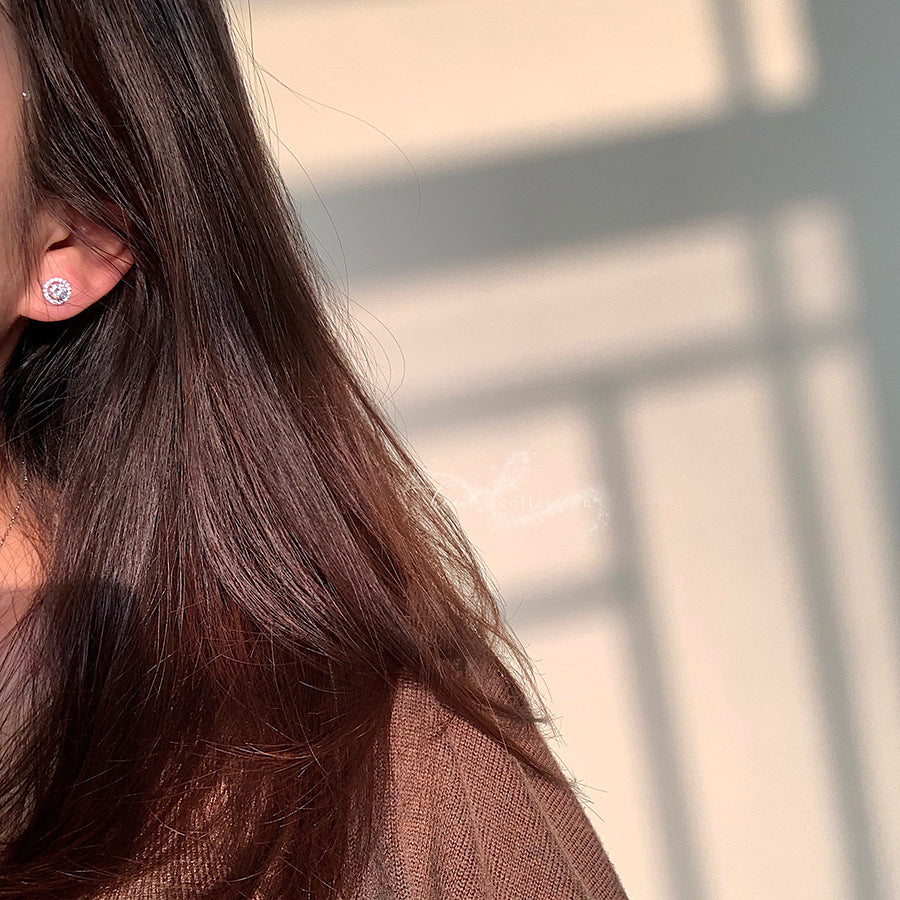 Sier Female Simple Temperamental Inlaid Refined Earrings