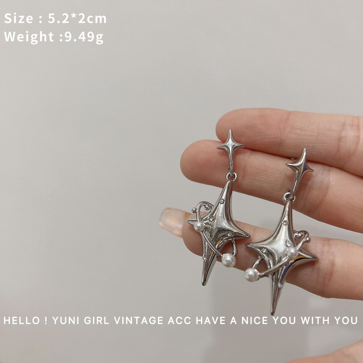 Asterism Diamond Ear Clip Chain Tassel Earrings