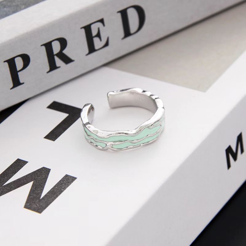 Design National Fashion Mint Green Open Drip Rings