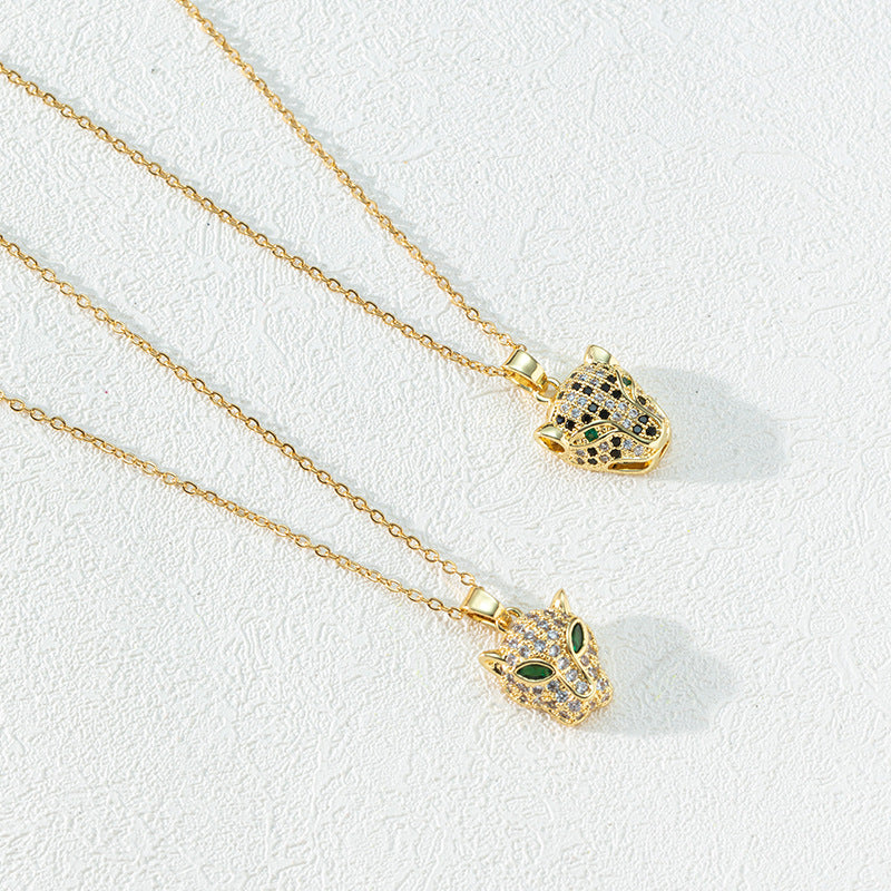 Gold Leopard Vintage Zircon Titanium Steel Hip Hop Necklaces