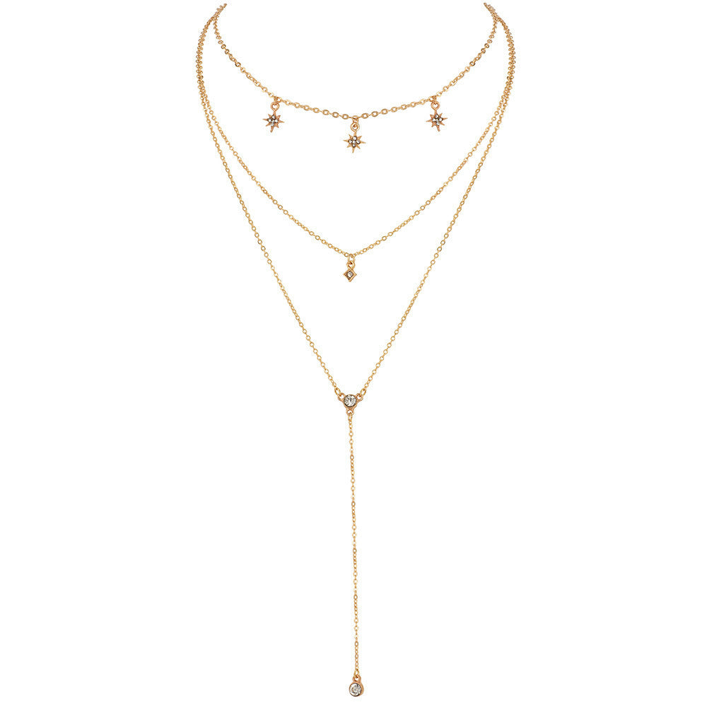 Alloy Diamond Super Flash Clavicle Chain Necklace