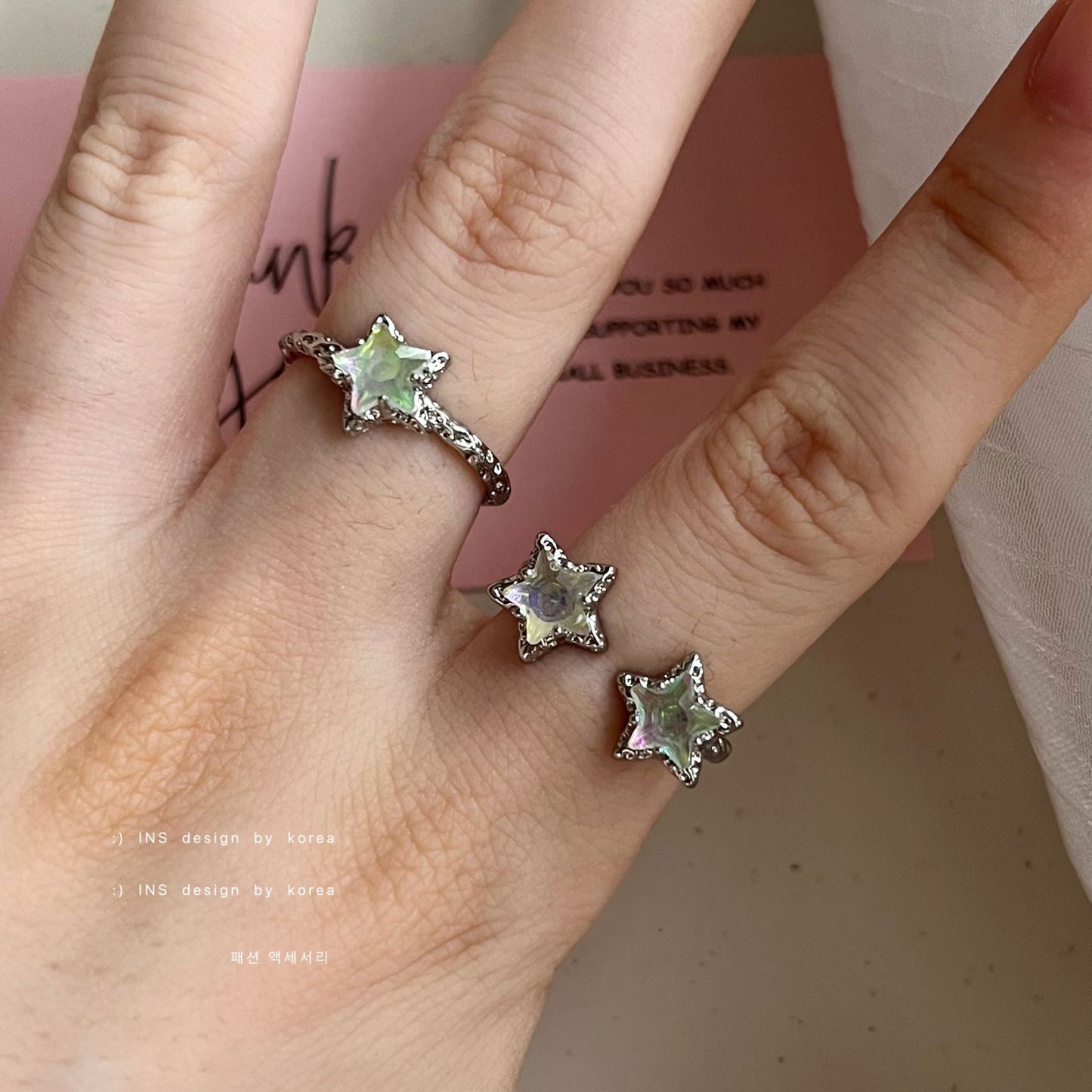 Green Design Stars Light Luxury High-grade Female Rings