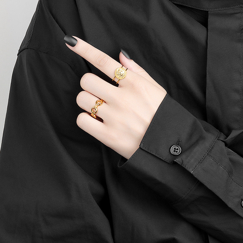 Style Cold Line Einfache offene Metallringe