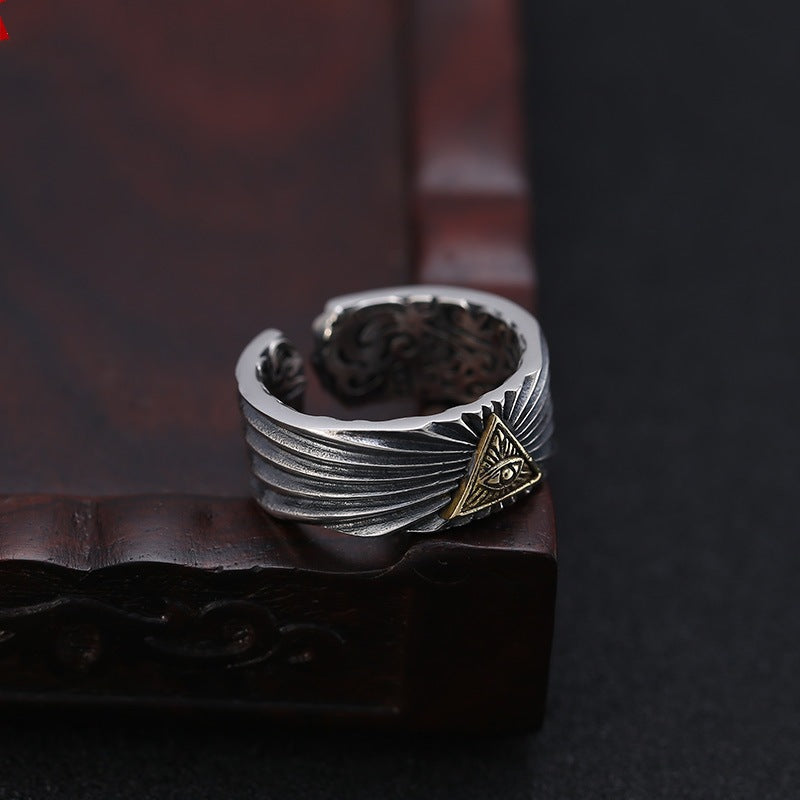 Women's & Men's & Chiba Thai Sier Trendy Retro Handmade And Eye Of Rings