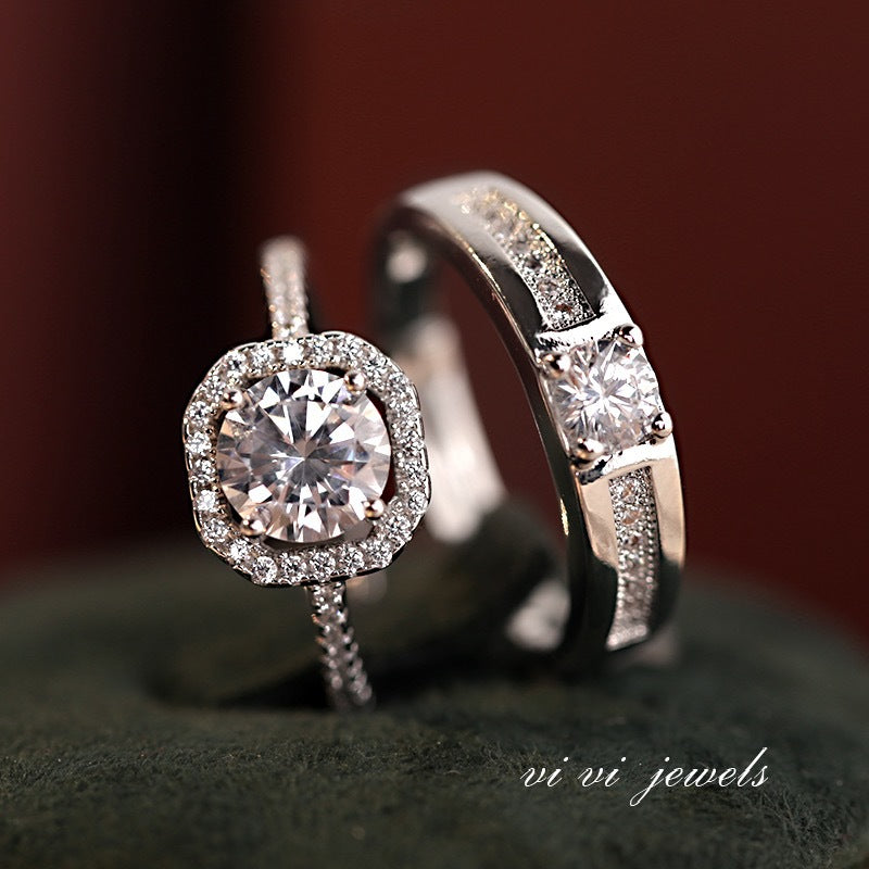 Damen- und Herren- sowie offene Diamant-Hochzeitssimulation und Ringe