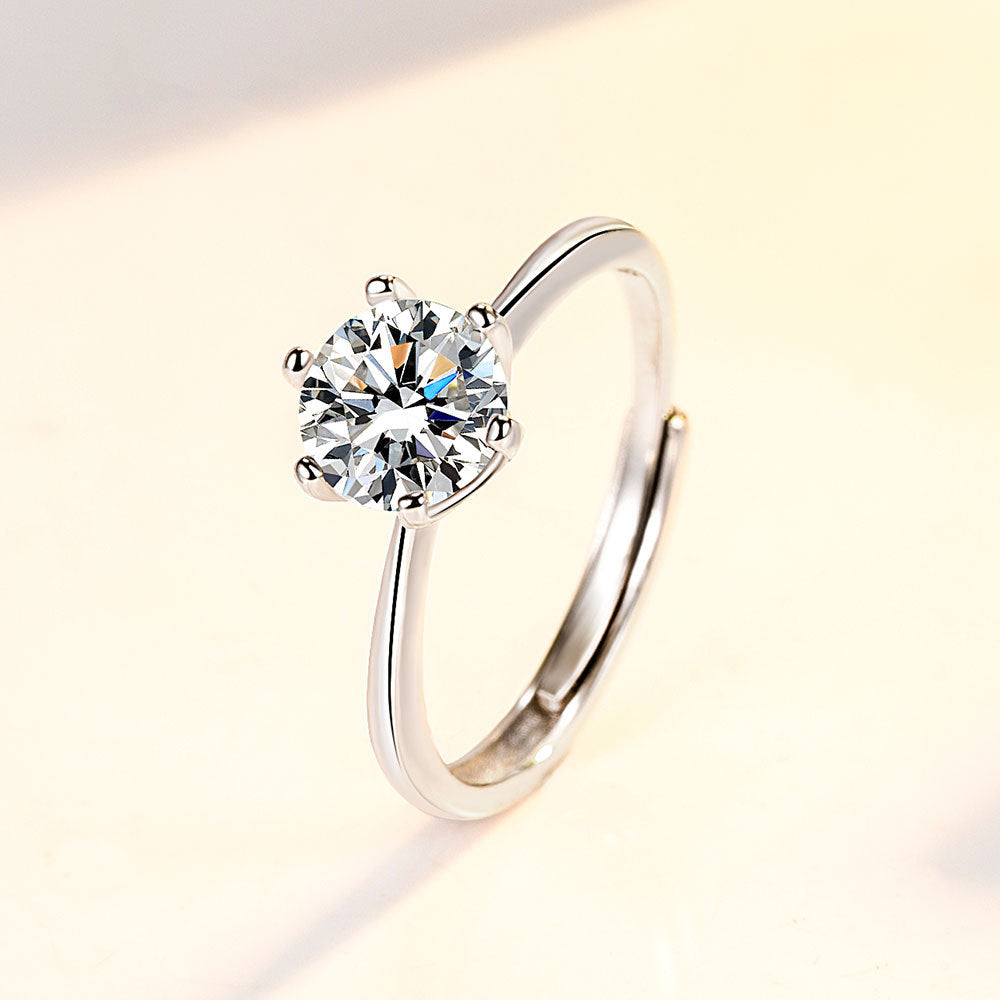 Zircon Female Six Claw Karat Open Rings