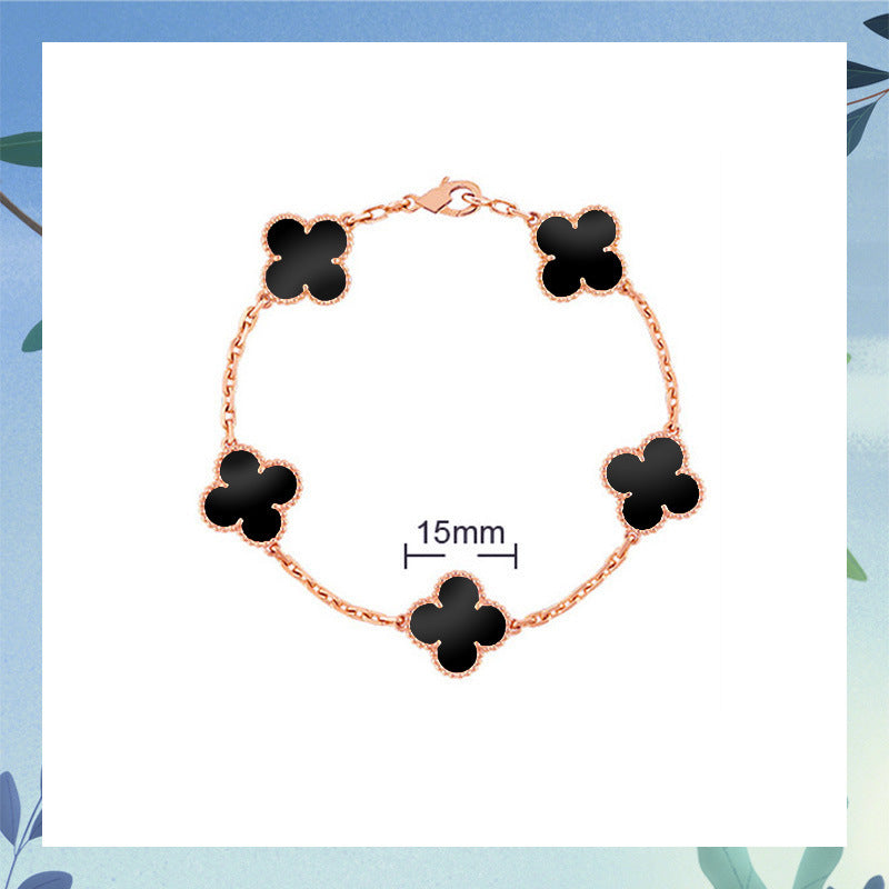 Red Agate Clover Female Pork Belly White Shell Bracelets