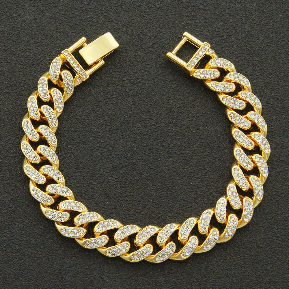 Colliers de chaîne à maillons cubains pleins de diamants Hip Hop pour hommes