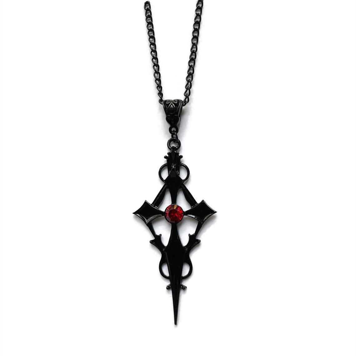 Colliers de bijoux gothiques de vampire à croix pointue noire