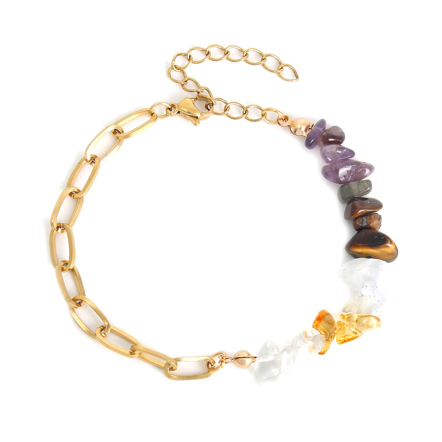 Damen-Doppelarmbänder aus Edelstahl mit natürlichem Kristallkies