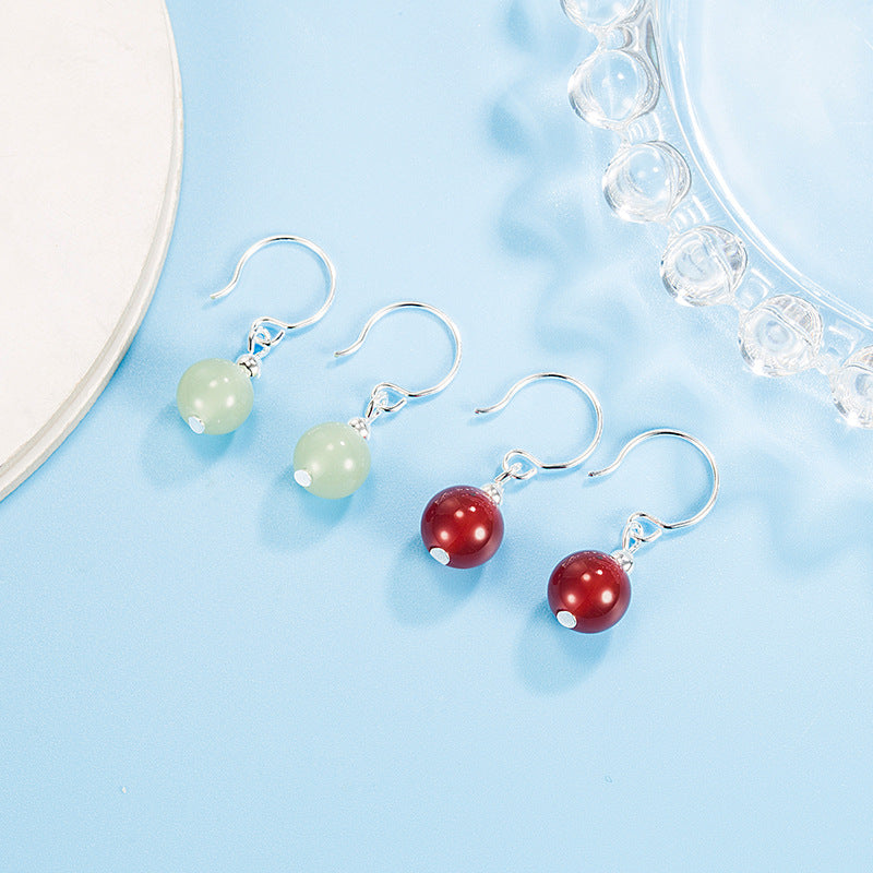Hook Vintage Red Bean Niche Design Earrings