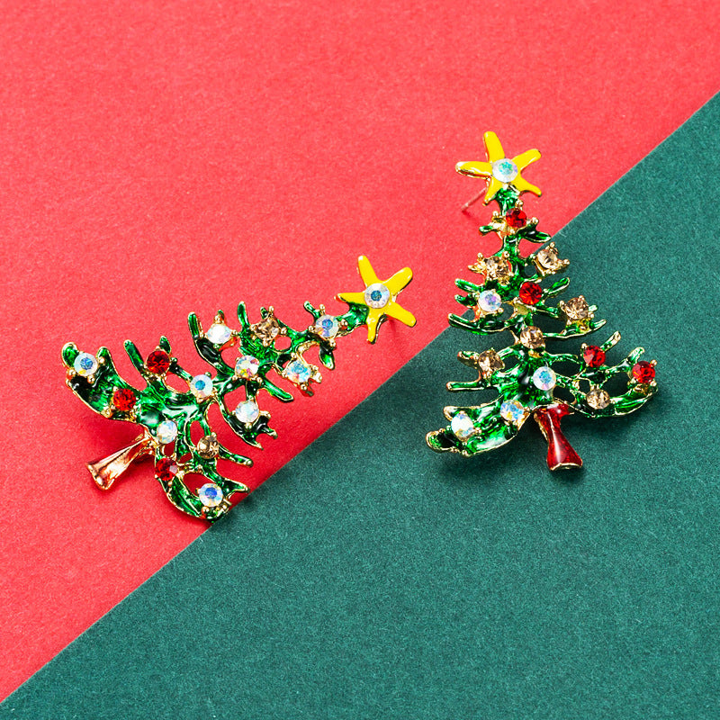 Series Alloy Drop Oil Diamond Tree Female Stylish Simple Earrings