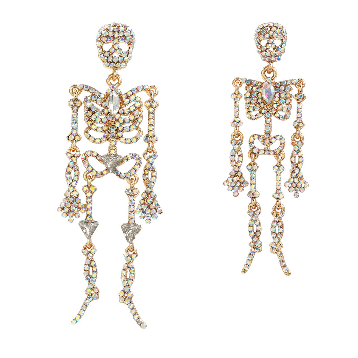 Skeleton Exaggerated Female Trend Full Diamond Earrings