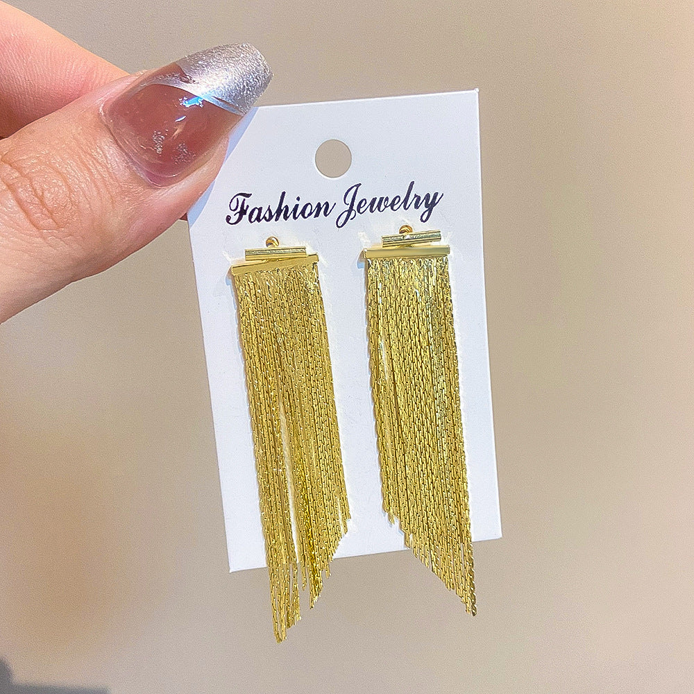 Exaggerated Long Fringe Summer Temperament Copper Earrings
