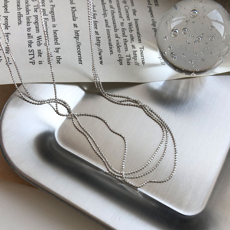 Chaîne italienne perles rondes Sterling Sier pur colliers