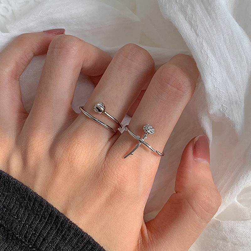 Personalized Retro Style Sweet Design Sense Little Flower Index Rings