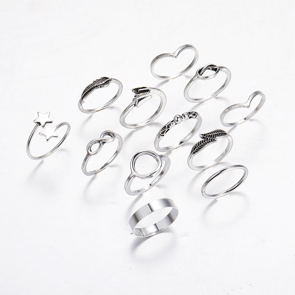 Retro Suit Combination Set Five-pointed Star Rings