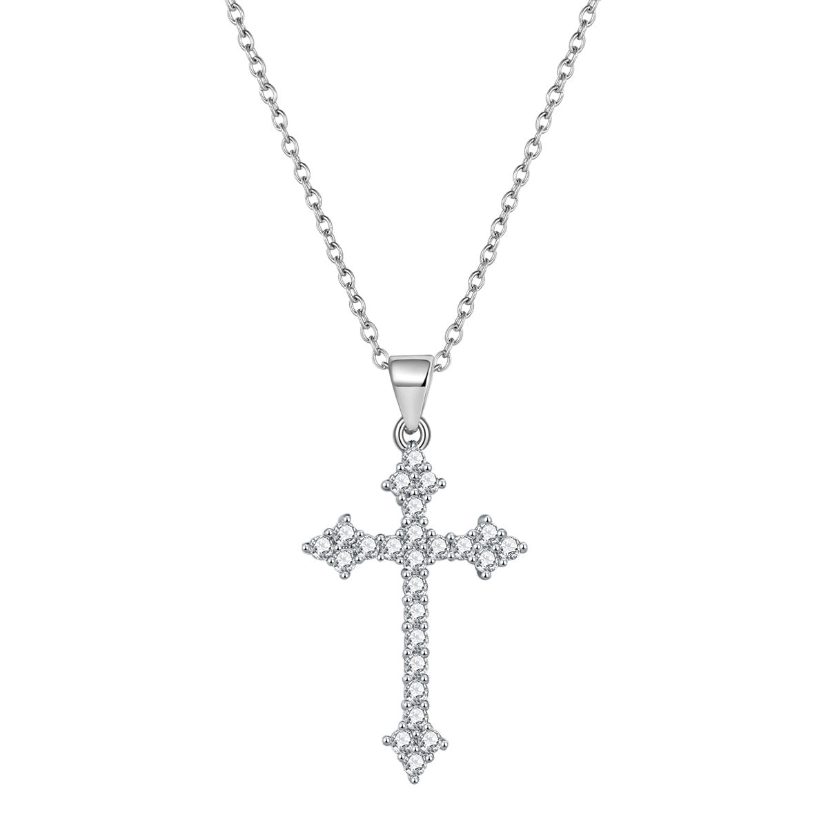Women's Steel Retro Diamonds Cross Simple High Necklaces
