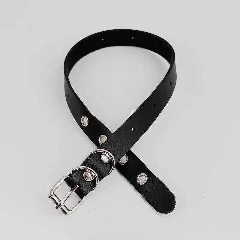 Yang Mi Punk Flat Buckle Leather Necklaces
