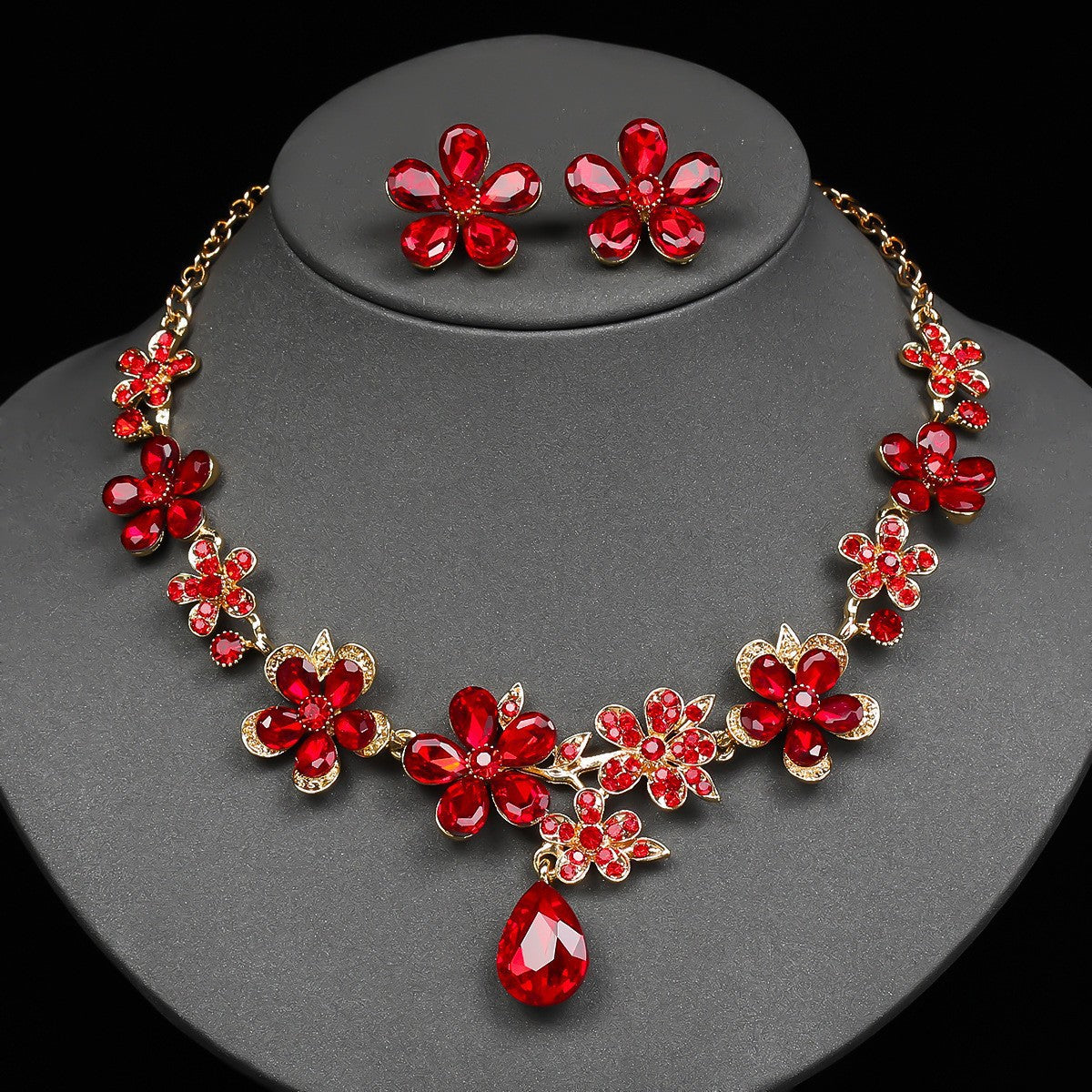 Exaggerated Alloy Suite Bridal Wedding Full Rhinestone Jewelry Set