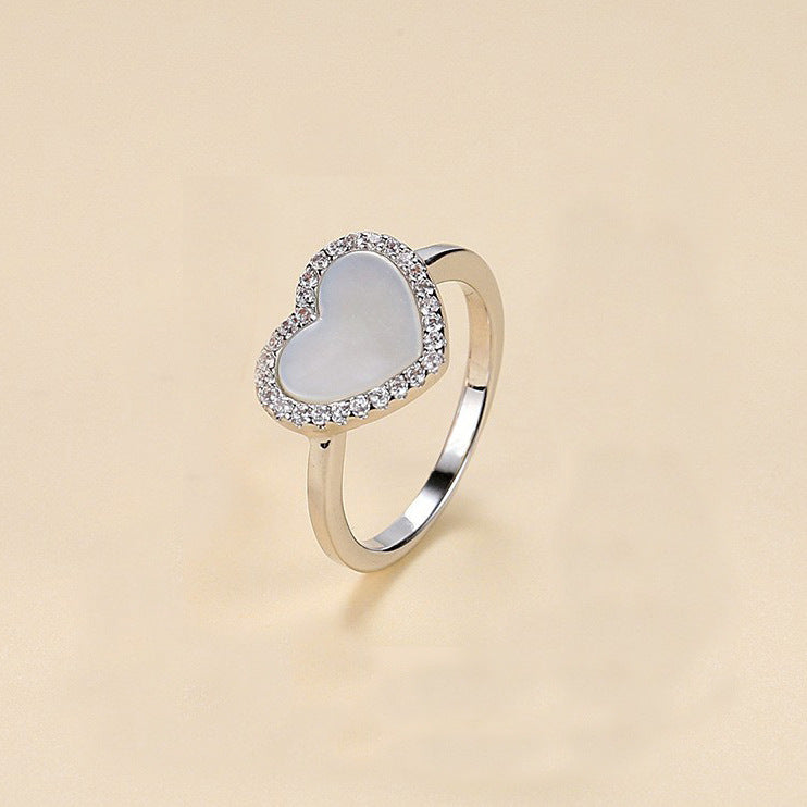 Women's White Shell Micro Inlaid Zircon Versatile High Sense Color Retention Rings
