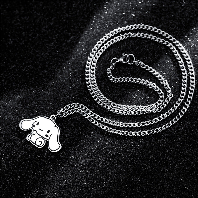 Dessin animé pendentif mignon coeur Couple grandes oreilles chiot colliers
