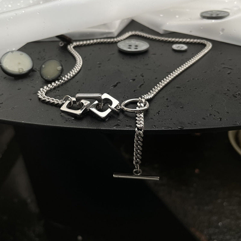 Femmes et hommes et boucle carrée en acier titane pour et colliers cool à la mode