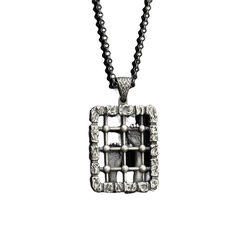 Colliers antiques à la mode avec pendentif de prison personnalisé pour hommes