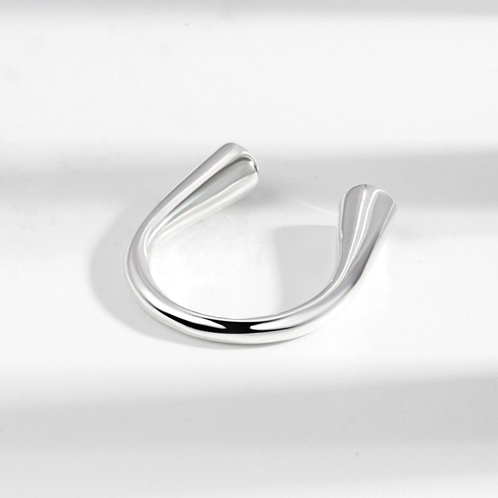 Damen-Stil, schlicht, elegant, U-förmig, glänzende Ringe