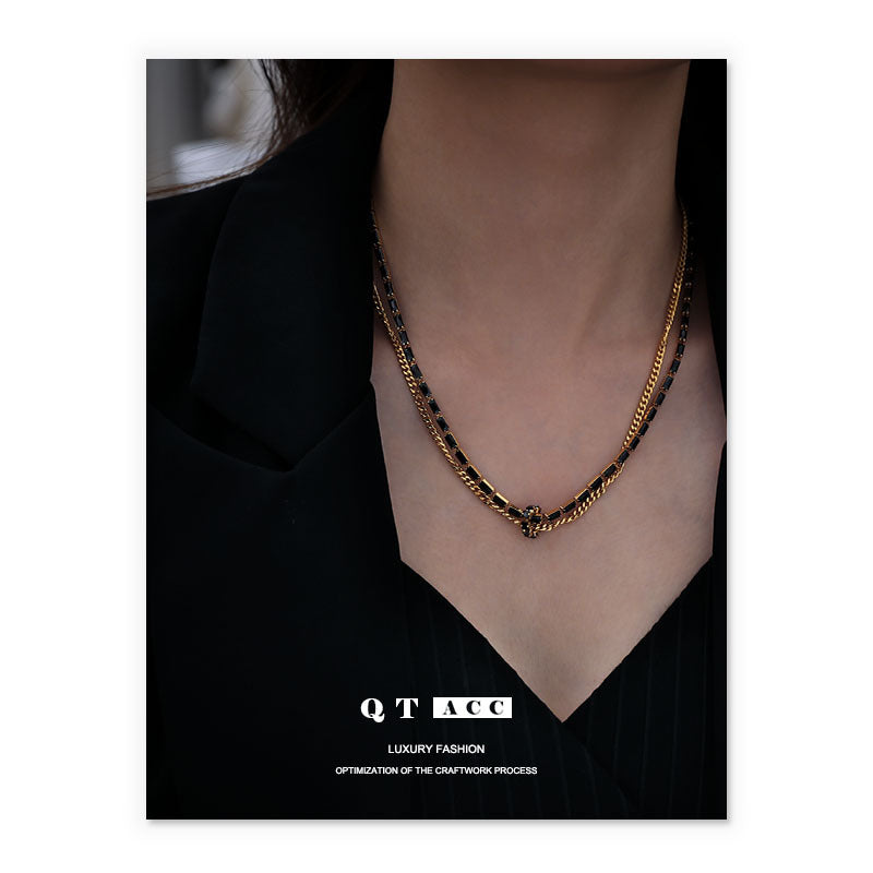 Black Special Interest Light Luxury Zircon Necklaces