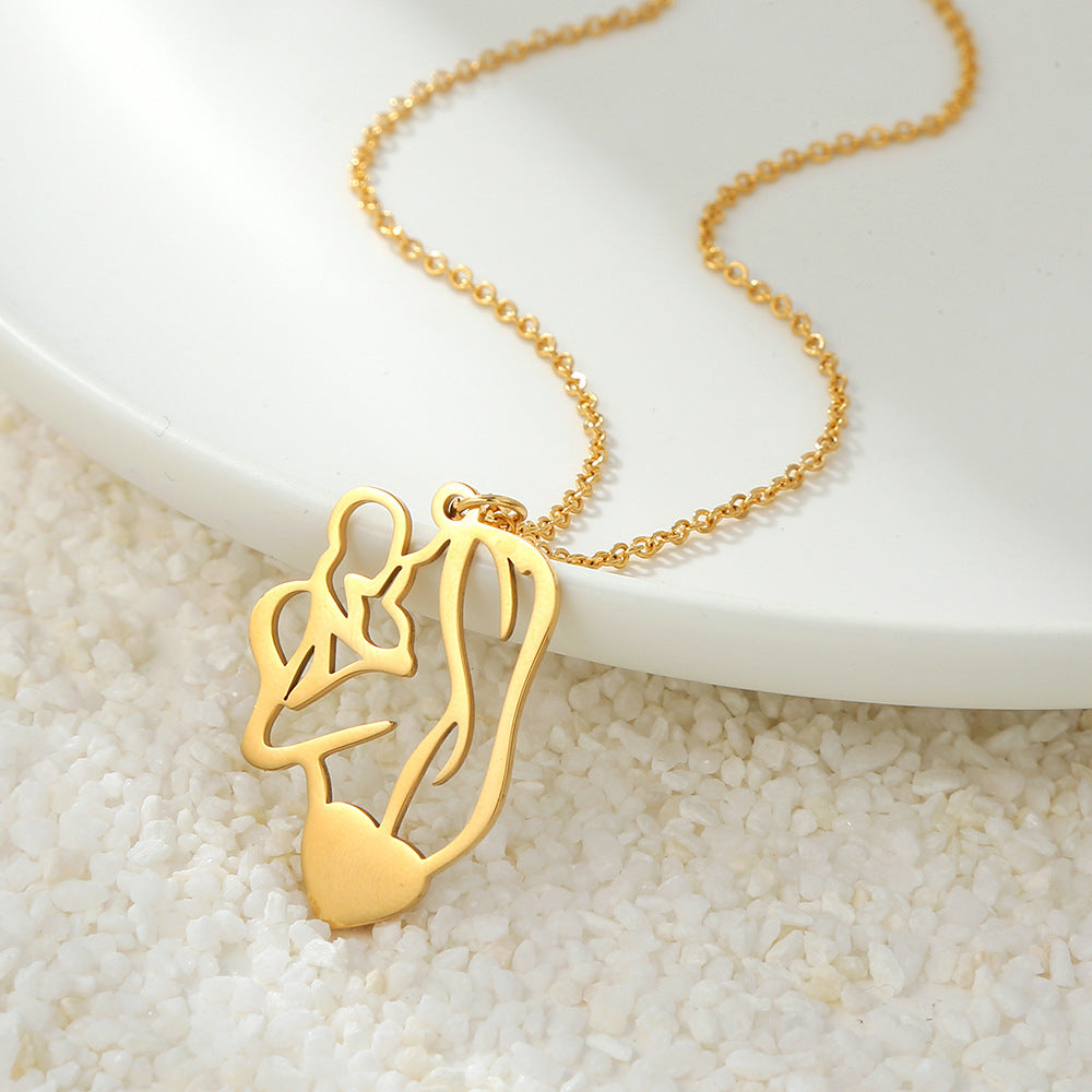Pendentif en acier inoxydable titane plaqué or colliers mère