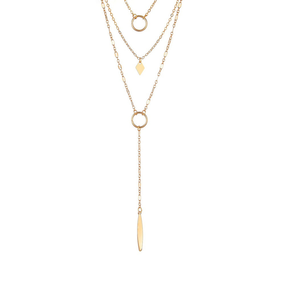 Colliers de clavicule de tempérament de mode de pendentif de fer de cerceau rond des femmes