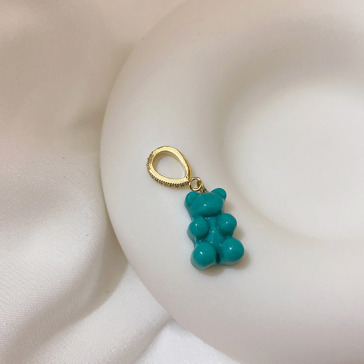 Colliers féminins avec pendentif Smiley en métal ours transparent