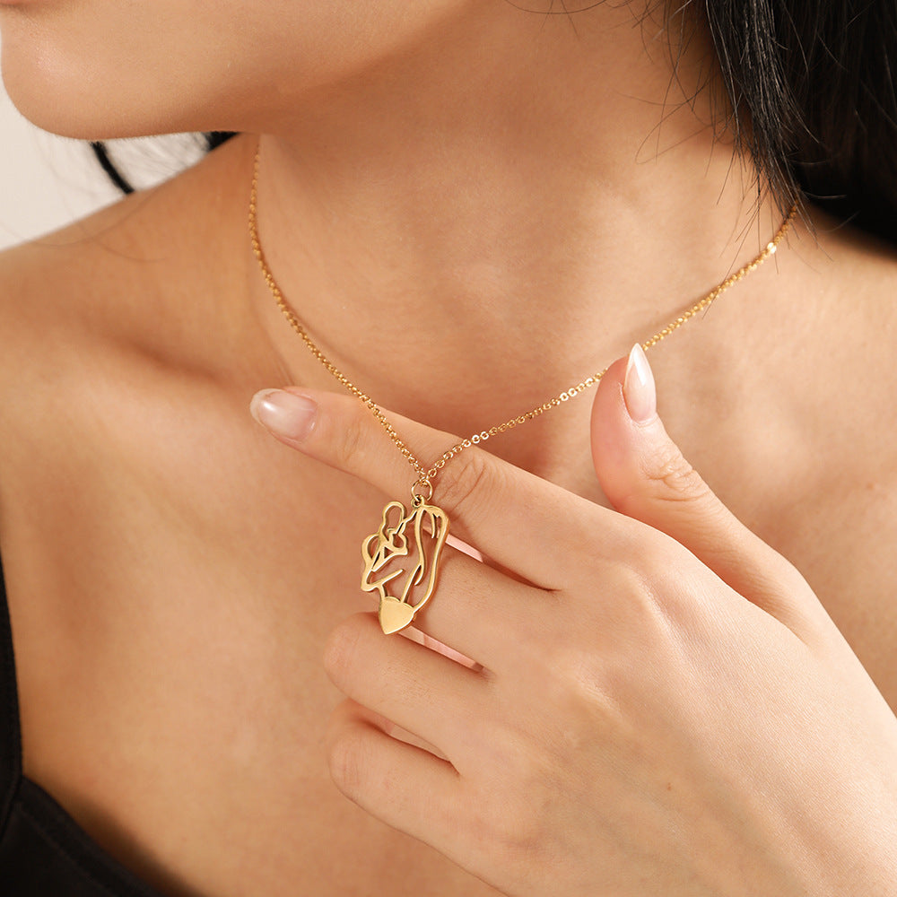 Pendentif en acier inoxydable titane plaqué or colliers mère