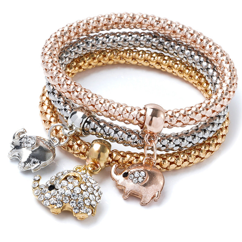 Damen-Anzug-Stretch-Popcorn-Mais-Ketten-Diamant-Eulen-Armbänder